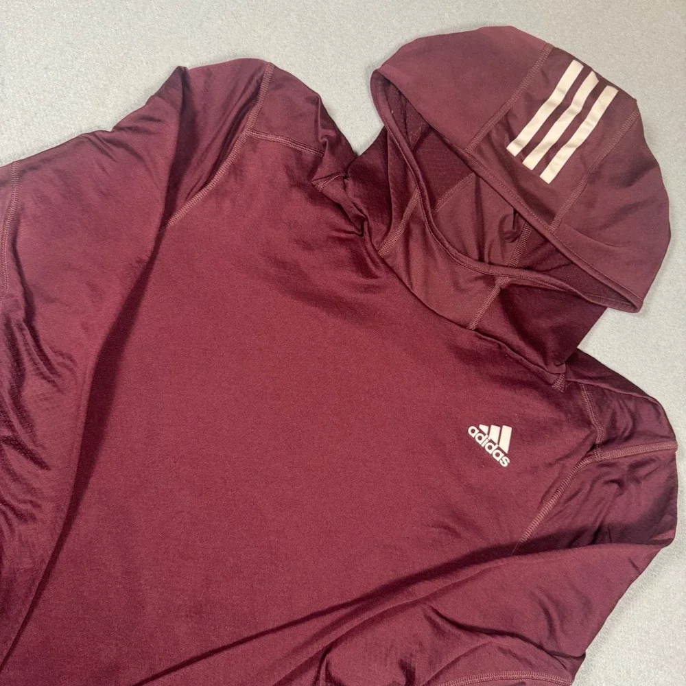 Adidas Energy Running Climawarm Hoodie Maroon Burgundy Mens Large Long Sleeve